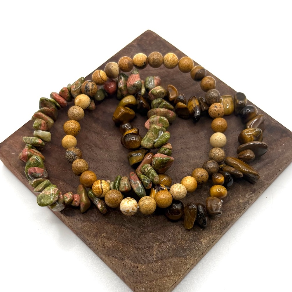 Natural Crystal Beaded Bracelet Set of 3 (3T)